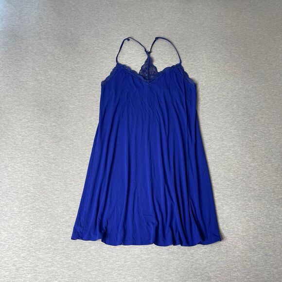 Victoria's Secret Cobalt Blue Lace Trim Modal Slip Dress - Picture 9 of 10